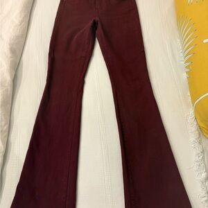 Veronica Beard Beverly skinny high rise flare burgundy Jeans